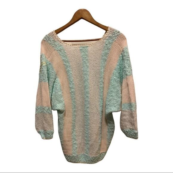 Vintage VTG 80s Exclusive Imports v-neck sweater pastel embroidered and sequined - Picture 2 of 5